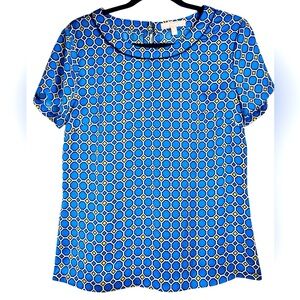 Banana Republic geometric short-sleeve crewneck blouse, Size 8, flared, Office